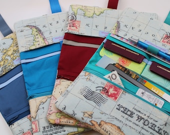 Travel case / travel organizer for families (4/meter) "World Map" - different interior colors available!