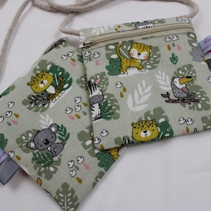 Kinder-BRUSTBEUTEL "Safari" mit Reißverschluss und Reflektorfähnchen; Brusttasche, Geldbörse, Geldbeutel
