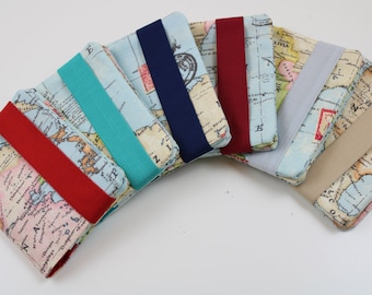Passport cover / passport case / vaccination certificate cover SINGLE "World Map" - various color combinations available!