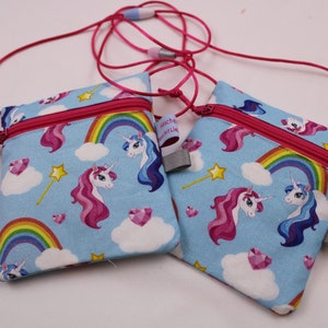 Kleiner Kinder-BRUSTBEUTEL "Zauber-Einhorn" mit Sicherheitsverschluss und Reflektorfähnchen; Brusttasche, Geldbörse, Geldbeutel