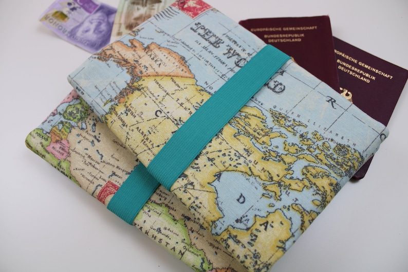 Reiseetui / Reiseorganizer für Familien 4/M Weltkarte verschiedene Innenfarben verfügbar Bild 3
