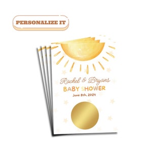 Jeu personnalisé pour baby shower, thème rayon de soleil, cadeau de fête, à personnaliser, bébé garçon, carte de baby shower, bébé fille, cadeau de naissance