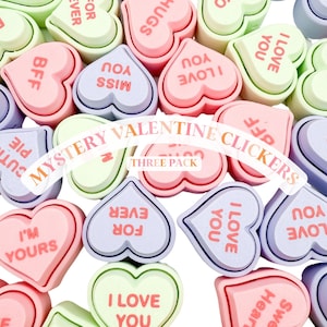 Valentine Conversation Heart Mystery Pack – Keyboard Clicker Fidgets (Set of 3) | 3d Printed | Keyboard Clickers | Valentines Day