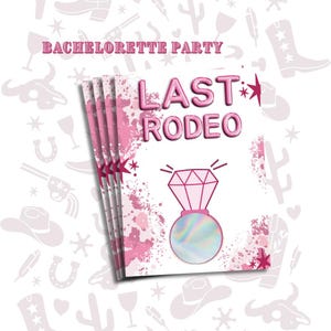 Western Pink Last Rodeo Bachelorette | Jeu de l'enterrement de vie de jeune fille | à gratter | Célibataire | Personnalisé à gratter | Jeux de société | Cadeaux pour fête