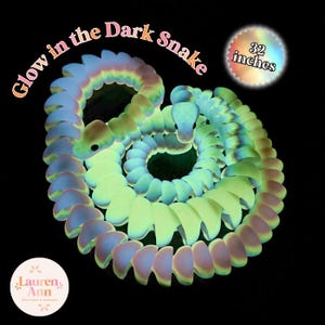 32-Inch Articulated Rainbow Snake – 3D Printed, Glow-in-the-Dark Fidget Toy | Articulated | Amazing 3D Printed large articulated snake