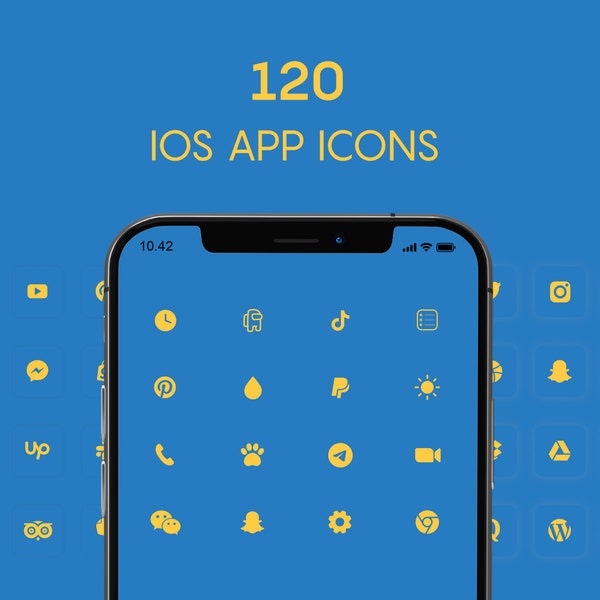 Neon Blue App Icons Etsy