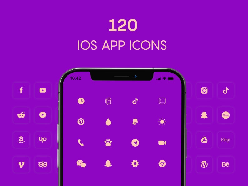 Iphone IOS 14 App Icons Pack Aesthetic Icons Minimalistic Etsy