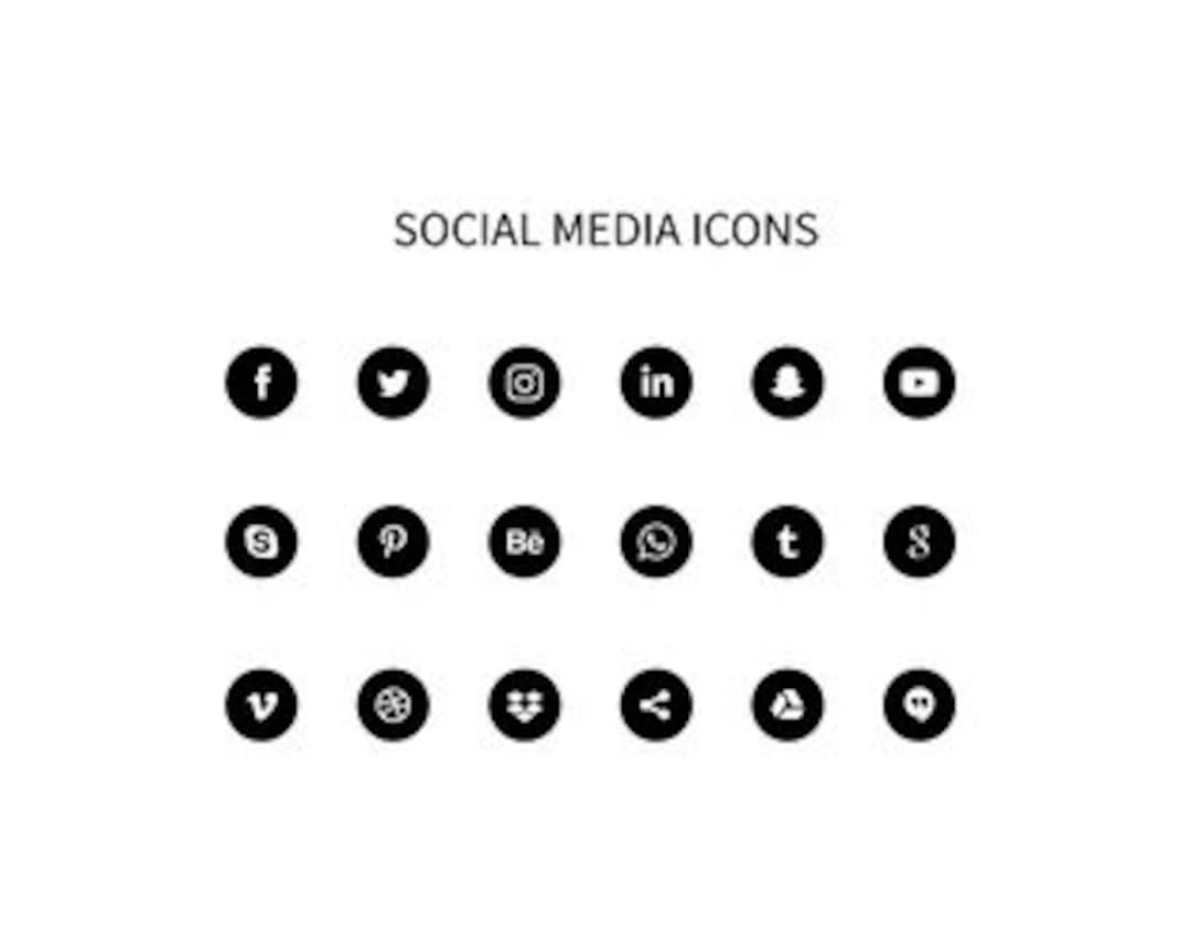 Social Media Icons. Black Social Media Icons Set /facebook / - Etsy