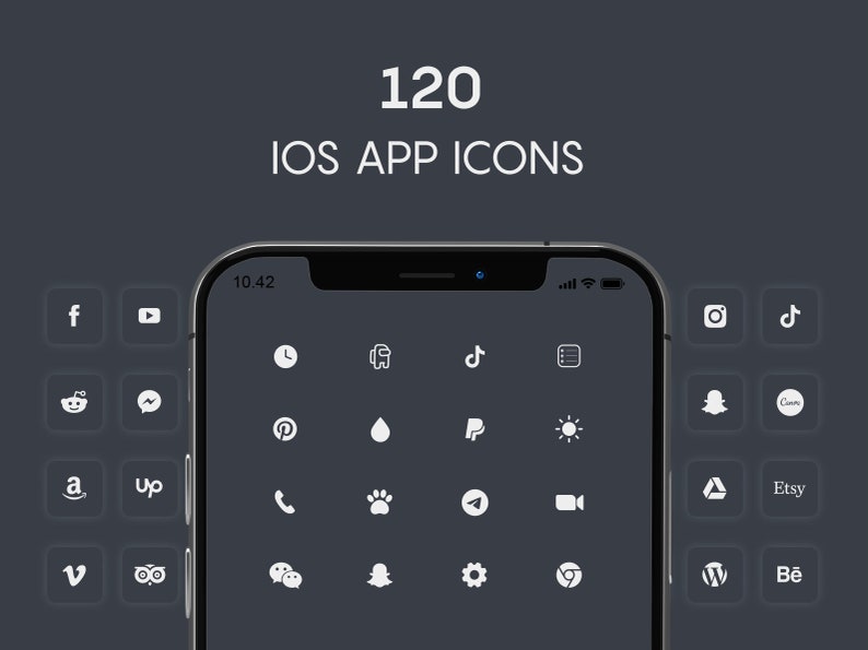 Iphone IOS 14 App Icons Pack Aesthetic Icons Minimalistic Etsy