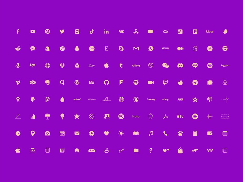 Iphone IOS 14 App Icons Pack Aesthetic Icons Minimalistic Etsy