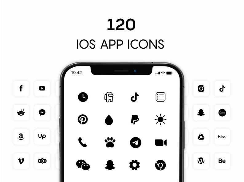 Iphone IOS 14 App Icons Pack Aesthetic Icons Minimalistic Etsy