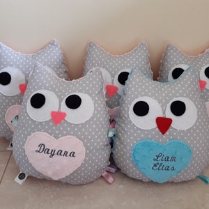 Owl cuddly Minky with baby name image 4