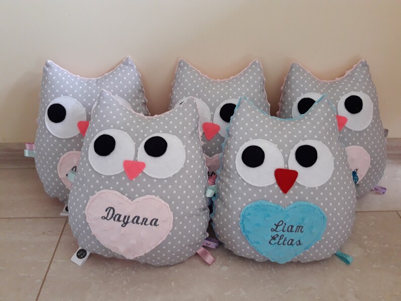 Owl cuddly Minky with baby name image 4