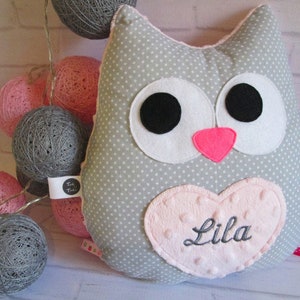 Owl cuddly Minky with baby name image 1