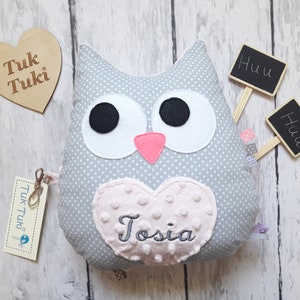 Owl cuddly Minky with baby name image 3