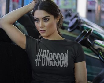 Rhinestone Tee, BLESSED, RHINESTONE, BLING T-shirt