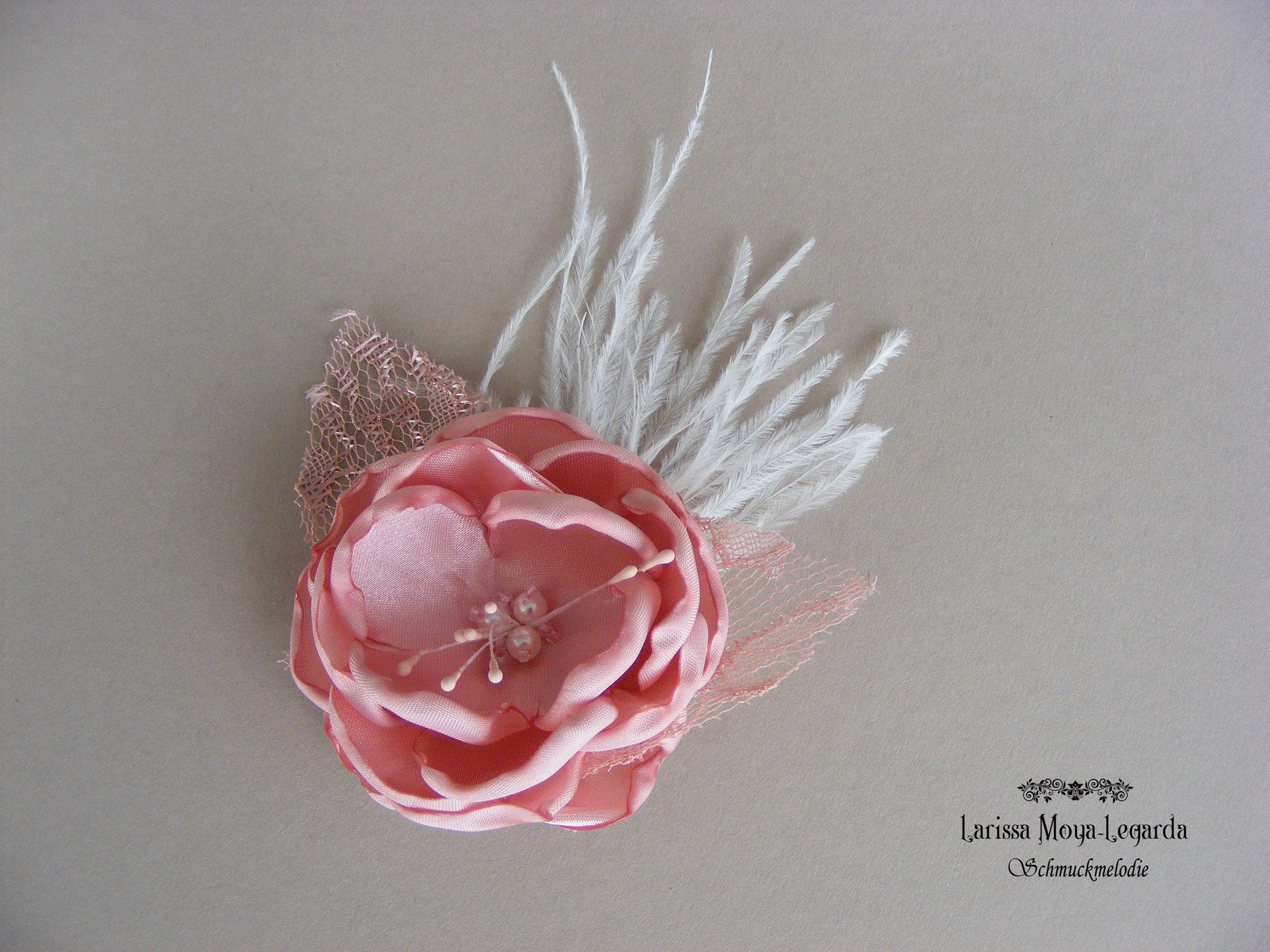 Rosen Blumenbrosche Damen 19cm - Französisch Satin Ansteckblume Für Kleidung & Haarschmuck