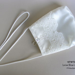 Brauttasche Hochzeit, Umhängetasche Braut, Kommunion Tasche aus Satin mit Spitze ivory, Handtasche Erstkommunion, Kommuniontasche creme Bild 9