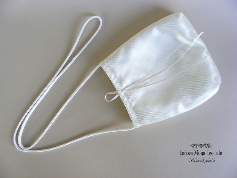 Brauttasche Hochzeit, Umhängetasche Braut, Kommunion Tasche aus Satin mit Spitze ivory, Handtasche Erstkommunion, Kommuniontasche creme Bild 3