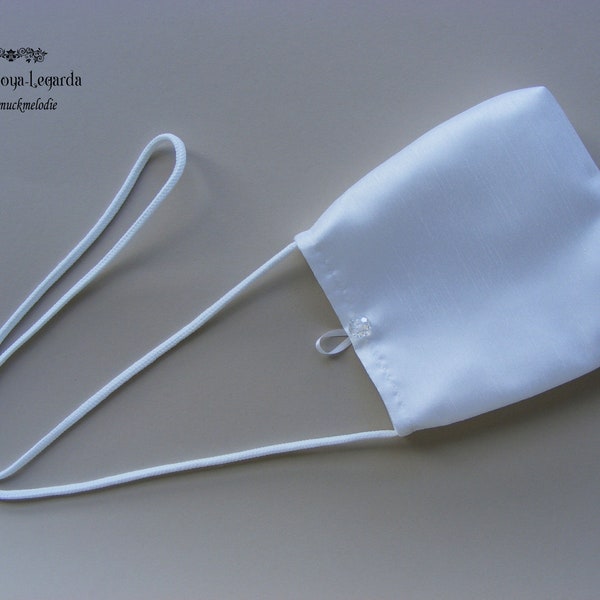 Kommunion Tasche aus Taft in Dupionseide - Optik weiß, schlichte Kommuniontasche, Umhängetasche Blumenmädchen, Tasche zur ersten Kommunion