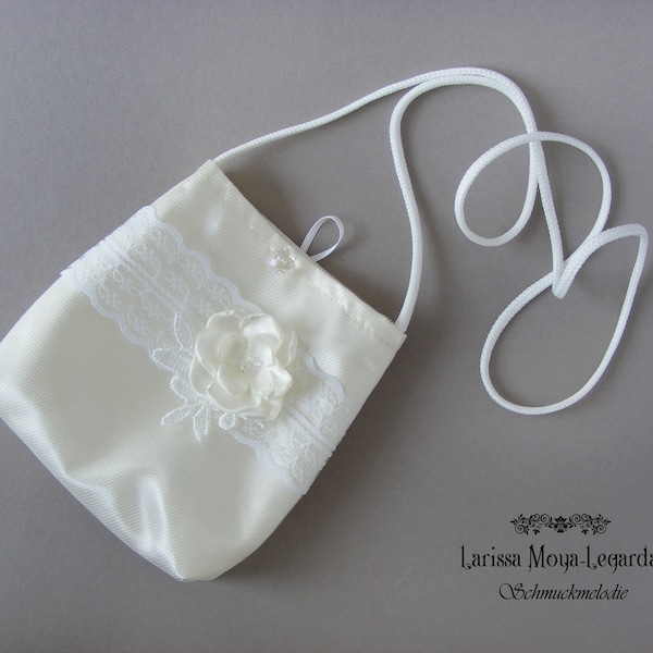 Kommunion Tasche aus Satin mit Spitze, ivory, cream