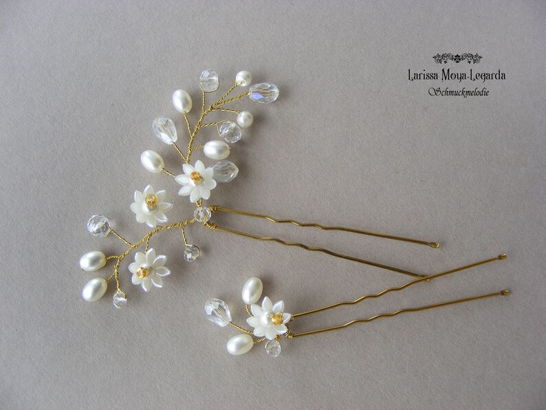 5-teiliger Braut-Haarschmuck Set – Perlen & Goldene Haarnadeln | Für Hochzeit, Abend & Besondere Anlässe
