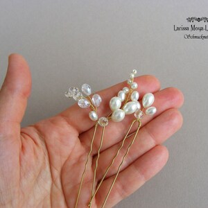 3 Braut Haarnadeln Mit Perlen - Gold U-förmiger Haarschmuck