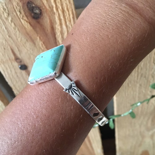Number 8 shops Rare turquoise Sterling Silver adjustable Cuff