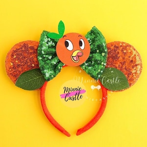 Orange Citrus Bird Ears, Mickey Ears, Garden Orange Mouse Ears, Minnie Ears, Mouse Ears Headband, Orange Citrus Bird Mickey Ears