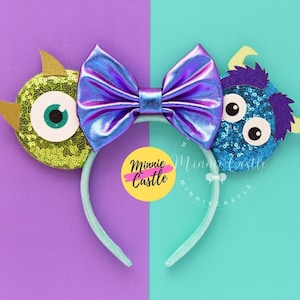 Monsters Mouse Ears, Monater Mickey Ears, Minnie Ears, Mouse Ears Headband, Sully Minnie Ears, Characters Ears for Kids and Adult