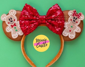 Gingerbread Minnie ears, Christmas ears, Gingerbread ears, Christmas Mickey ears, Holiday Mouse Ears, Non glitter ears, Mickey Ears