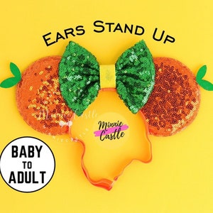 Mickey Orange Citrus Ears, Mickey Ears, Citrus Bird Mouse Ears, Minnie Ears, Garden Orange Mouse Ears with Elastic Headband for All Ages