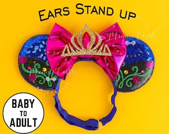 Anna Mouse Ears, Mickey Ear, Baby Minnie Ears, Toddler Mouse Ears, Princess  Crown Ear, Kid Minnie Ears, Mouse Ears with Elastic Headband