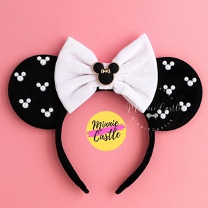 Mickey Pearl Ears, Mickey Ears, Pearl Minnie ears, Minnie Charm Mouse Ears, Minnie Ears, Velvet Mouse Ears headband, Mickey Ears gifts