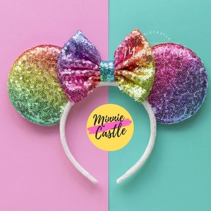 Rainbow Mickey Ears, Mickey Ears, Minnie Ears, Rainbow Mouse Ears, Minnie Ears, Mouse Ears Headband, Sequin Mickey Ears, Mickey Ears