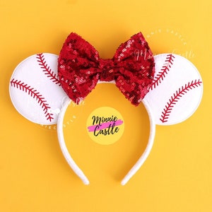 Baseball Mickey Ears, Sports Mouse ears, Mickey Ears, Baseball Mickey Ears, Minnie Ears, Mouse Ears Headband, Mickey Ears, Baseball Ears