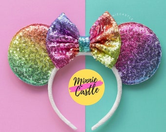 Rainbow Mickey Ears, Mickey Ears, Minnie Ears, Rainbow Mouse Ears, Minnie Ears, Mouse Ears Headband, Sequin Mickey Ears, Mickey Ears