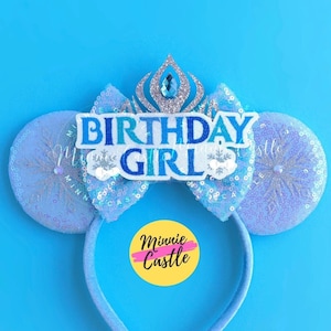 Elsa Birthday Ears, Birthday Ears, Elsa Mickey Ears, Mickey Ears, Princess Crown Birthday Ears, Minnie Ears, Frozen Mouse Ears Headband