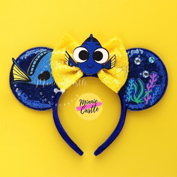 Dory Ears, Dory Mickey Ears, Mickey Ears, Minnie ears, Finding Blue Fish Minnie Ears, Nemo Ears, Mouse ears headband, Mickey Ears