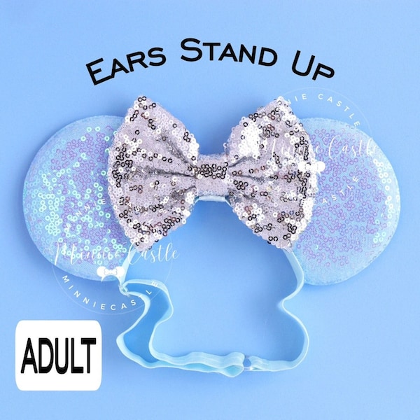 Minnie ears, Baby Blue Mickey Ears, Women adult Minnie ears, Mickey Ears, Mouse ears with Elastic headband, Sky Blue ears, comfortable ears