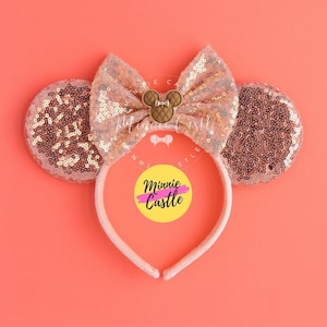 Rose Gold Mouse Ears, Mickey Ears, Minnie Ears,  Rose gold Mickey Ears, Mouse Ears Headband, Minnie Ears, Sequin Mouse Ears, Characters Ears