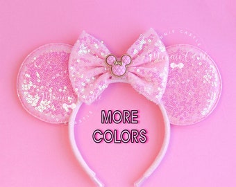 Candy Pink Mickey Ears, Minnie Charm Mouse Ears, Mickey Ears, Minnie Ears, Mouse Ears Headband, Pink Minnie Ears, Sequin Mouse Ears