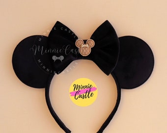 Mickey Ears, Black Mickey Ears, Velvet Mouse Ears, Minnie Ears, Minnie Charm Mickey Ears, Minnie Ears, Mouse Ears Headband, Black Ears