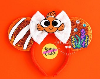 Nemo Ears, Nemo Mickey Ears, Finding Fish Mouse Ears, Minnie ears, Dory Minnie Ears, Nemo Ears, Mouse ears headband, Mickey Ears