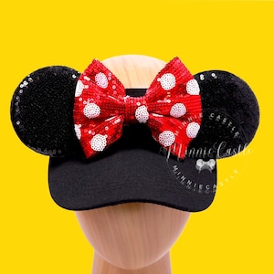 Mickey Ears Visor, Mickey Black Visor, Minnie Ears, Mickey Ears, Red White Polka dot Mouse Ears, Mickey Hat, Minnie Hat, Minnie Ears gift