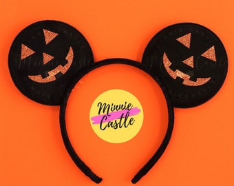 Orejas de Mickey para Halloween, orejas de calabaza para Halloween, orejas de Mickey para niños, orejas de calabaza y ratón para hombres, orejas de Halloween para niños, diadema con orejas negras y naranjas.