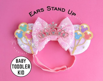 Mickey Ears with Crown, Mickey Ears, Baby Toddlers Minnie Ears, Minnie Ears, Balloons Mickey Ears, Mickey Ears, Minnie Ears Elastic Band