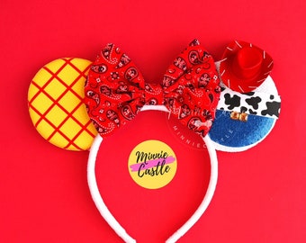 Jessie ears, Mickey Ears, Jessie Mickey Ears, Toy Cowboy Mouse Ears, Minnie Ears, Jessie Minnie Ears, Mouse Ears Headband, Woody Mickey Ears