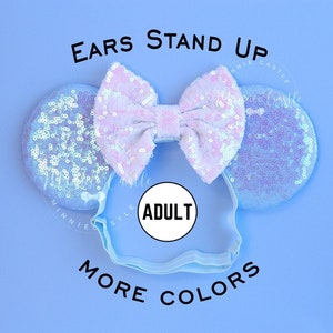 Minnie Ears, Baby Blue Iridescent Mickey Ears, Women Adult Mouse Ears, Mickey Ears, Mouse Ears Elastic Headband, Comfortable Minnie Ears
