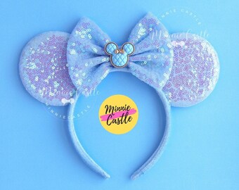 Mouse Ears Sky Blue Baby Blue Sequin Headband Mickey Minnie  display picture 1